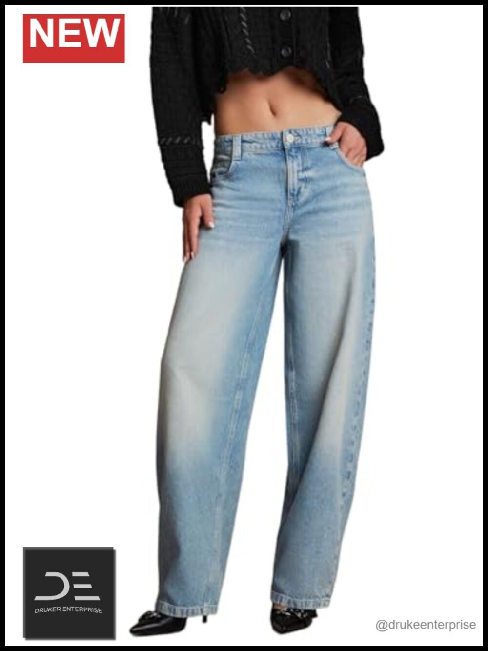 Women's Mid Rise Baggy Relaxed Fit Eco Balloon Denim Jeans Size 29